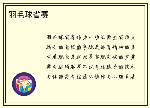 羽毛球省赛